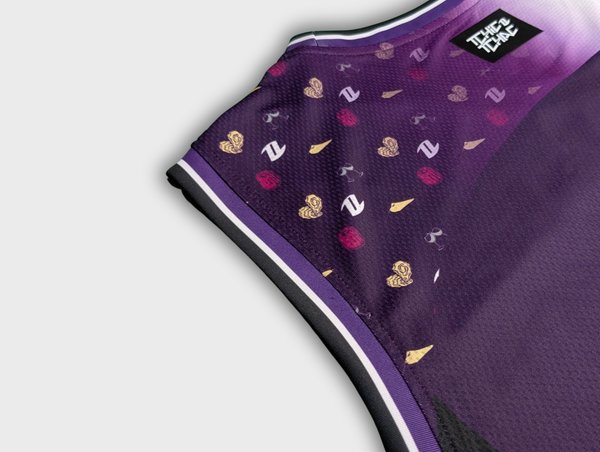 Débardeur rugby L'Aquitain rouge blanc détail face design régional