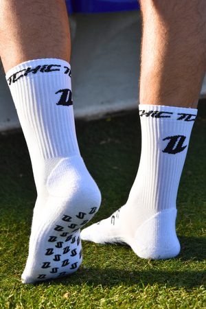 Chaussettes rugby grip antidérapantes blanches haute performance