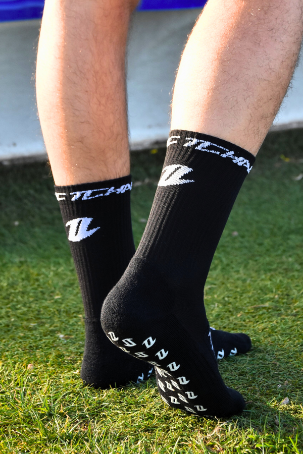 Chaussettes rugby grip antidérapantes noires haute performance