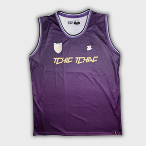 Débardeur rugby L'Aquitain rouge blanc vue de face Terre de Rugby