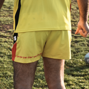 Détail short rugby Signature Le Catalan matière technique premium