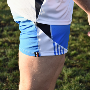 Détail short rugby Signature Le Sudiste matière technique premium