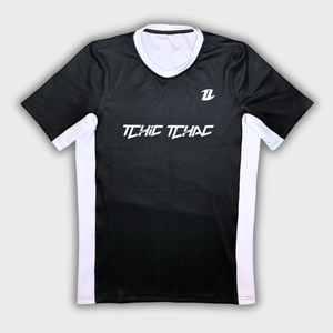 Maillot rugby technique noir manches courtes vue de face