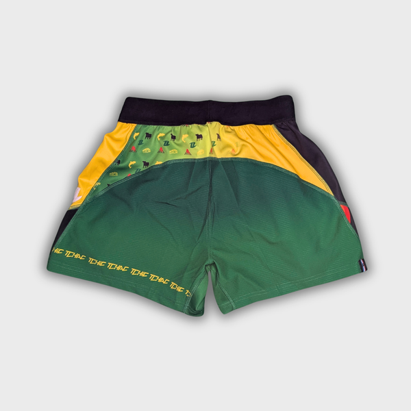 Short rugby Signature L'Auvergnat jaune bleu vue arrière Terre de Rugby