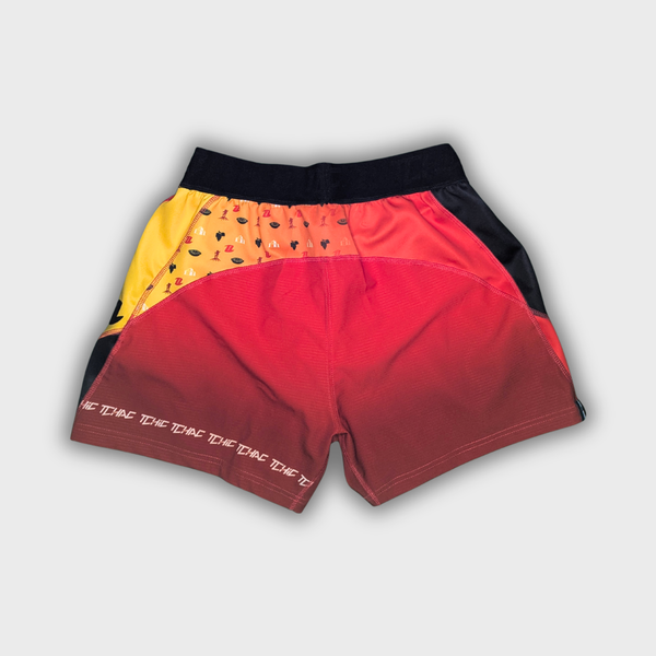 Short rugby Signature L'Occitan rouge jaune vue arrière Terre de Rugby