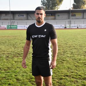 Détail maillot rugby technique blanc matière premium